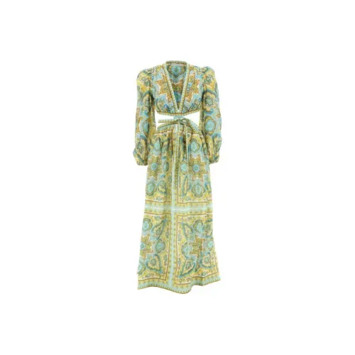 Zimmermann Зеленое Женское Длинное Платье с Рукавами