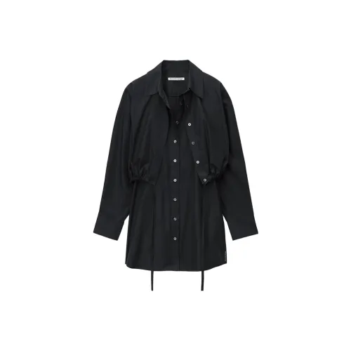 Alexander Wang SS24 Длинное платье с длинными рукавами женское черное