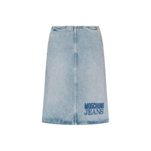 MOSCHINO FW24 Denim Длинная Юбка Женская Светло-Синяя