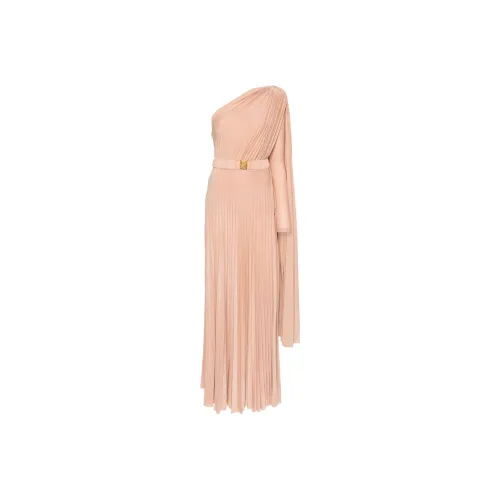 Elisabetta Franchi SS24 Длинное платье с длинными рукавами женское бежевый