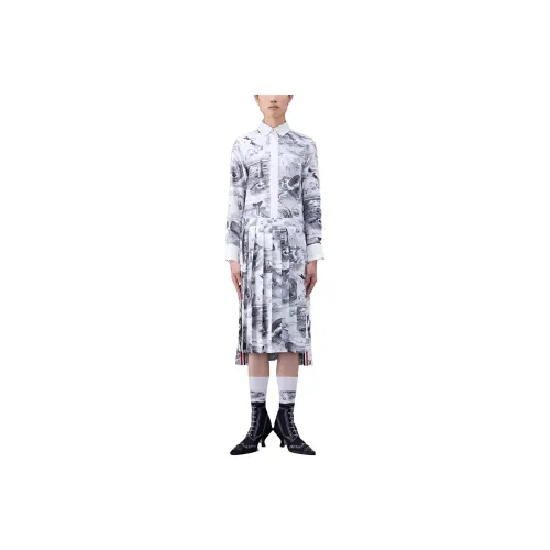 THOM BROWNE THOM BROWNE FW23 ранняя осенняя коллекция Многоцветные Женские Длинные Платья с рукавами
