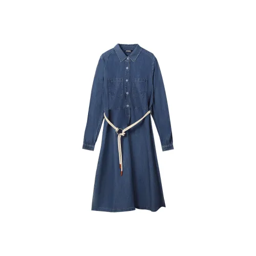 NAUTICA Длинное платье с длинными рукавами женское синее