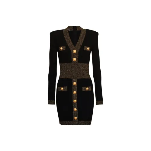 BALMAIN Коричневый Женские Длинные Платья с Рукавами