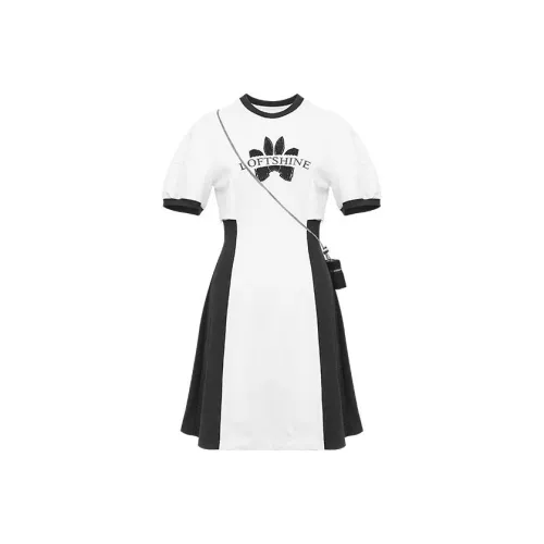 LOFT SHINE Белое Женское Короткое Платье с Рукавами