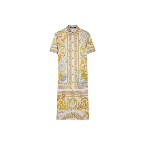 VERSACE Barocco Короткий рукав Платье Женское Многоцветное