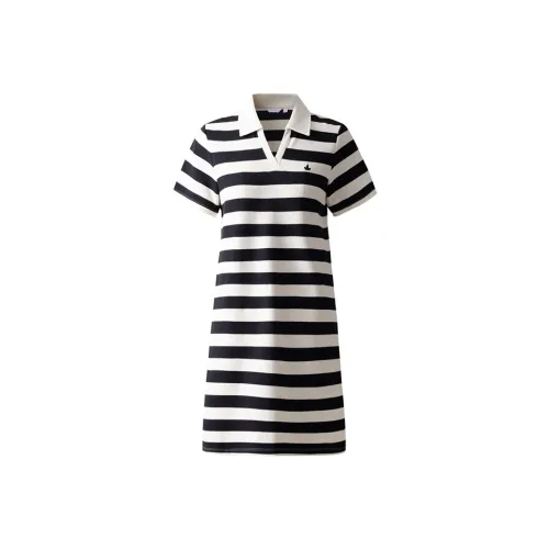 NAVIGARE Короткий рукав Платье Женское Технический белый Черный