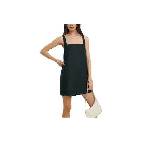 Reformation Cami Linen Dress Slip Dress Women's Black