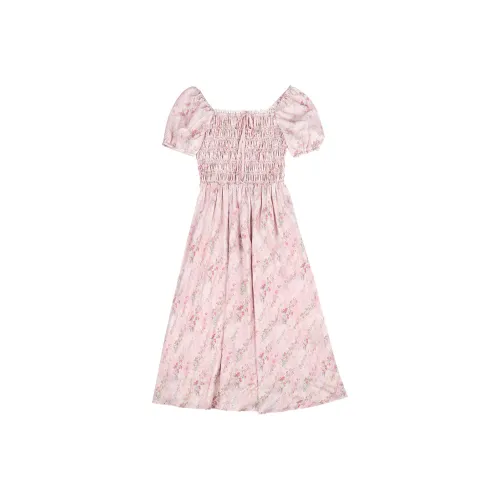 Geyini Короткий рукав Платье Юбка Женское Оранжевое Розовое