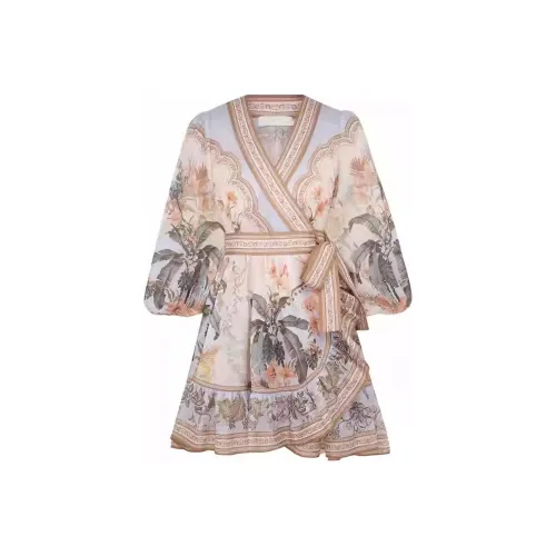 Zimmermann Многоцветные Женские Длинные Платья с Рукавами