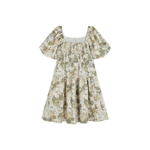 THE SEA LIFE Короткое платье с короткими рукавами женское мохово-зеленый