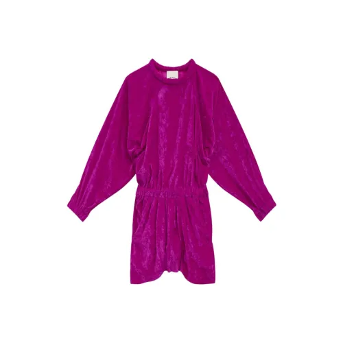 ISABEL MARANT FW24 Длинное платье с длинными рукавами женское фиолетовое