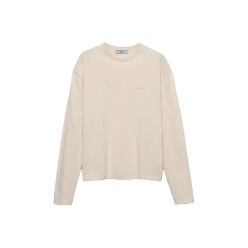 PRADA Т-рубашка с оборванным плечевым рукавом женская цвет пудрово-туманный белый