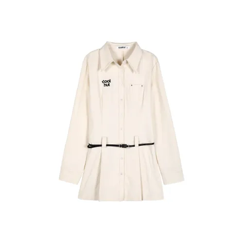 Coolhut Длинное платье с длинными рукавами женское экрю