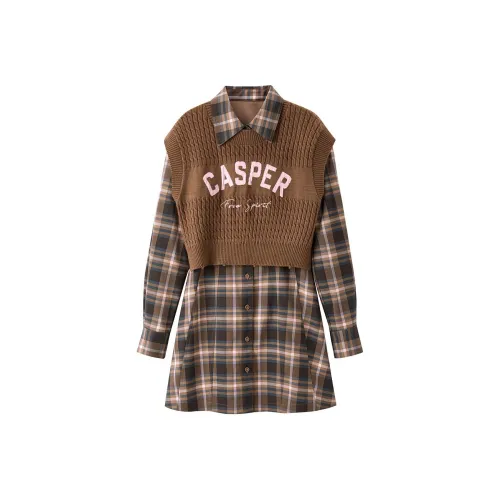 PEACEBIRD x Casper Длинное платье с длинными рукавами женское