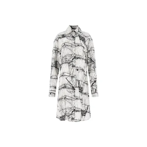 FERRAGAMO Длинное платье с длинными рукавами женское белое