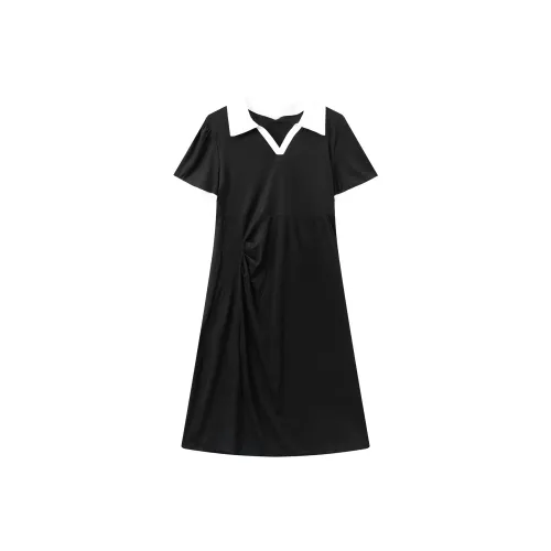 ZCDECO Короткий рукав Платье Женское Черное