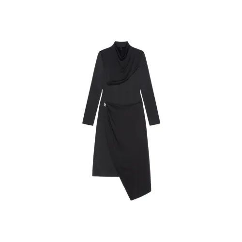 Givenchy Черное Женское Длинное Платье с Рукавами