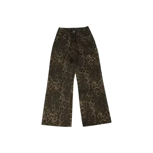 PLUSONEONE+ Джинсы Унисекс Леопардовый принт