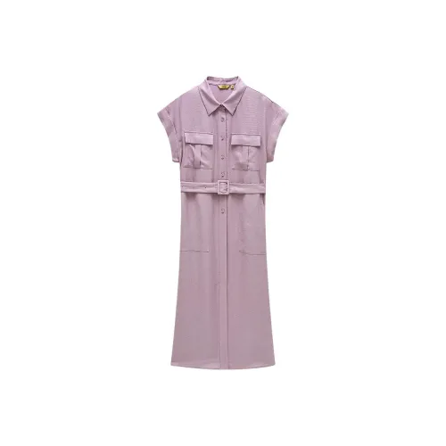 INSUN Короткий рукав платье женское розово-фиолетовое