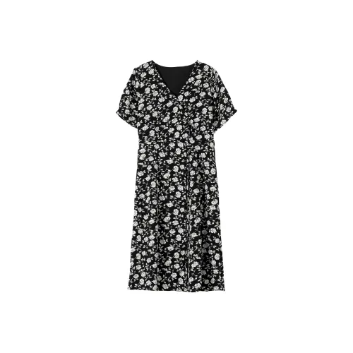 ONE PASS STUDIO Короткий рукав Платье Женское Черное