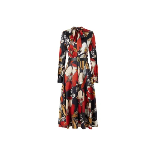 JZ Juzui Платье Женское Цветочное Черное