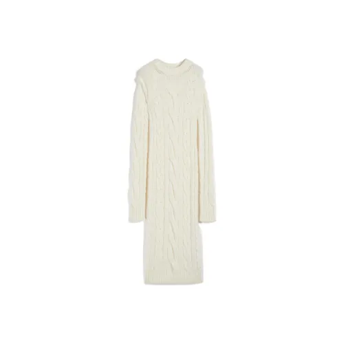 SportMax Белое Женское Длинное Платье с Рукавами