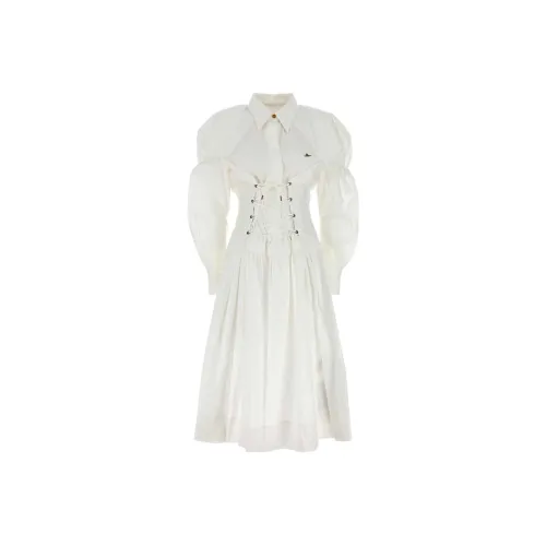 Vivienne Westwood Белое Женское Длинное Платье с Рукавами