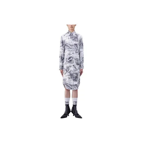THOM BROWNE Многоцветные Женские Длинные Платья с Рукавами