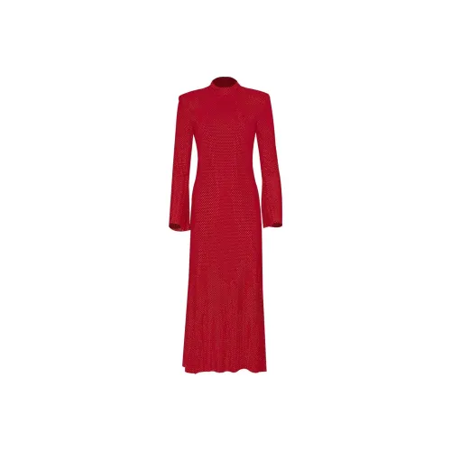 Self Портрет Длинный Sleeved Платье Женское Красное