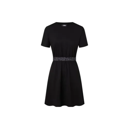 KARL LAGERFELD Короткий рукав Платье Женское Черное