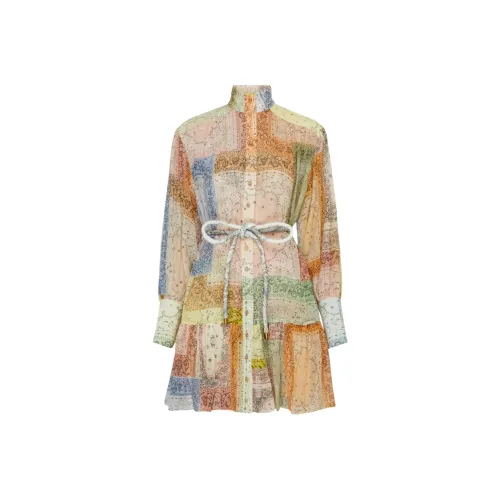 Zimmermann Длинное платье с длинными рукавами женское многоцветное