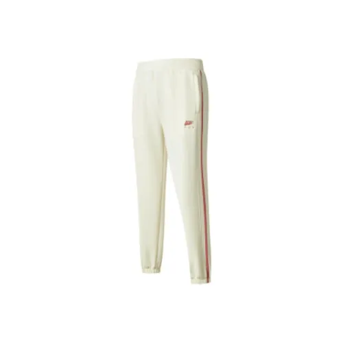 QIAODAN Вязаные спортивные брюки женские кремово-белый + терракотово-розовый