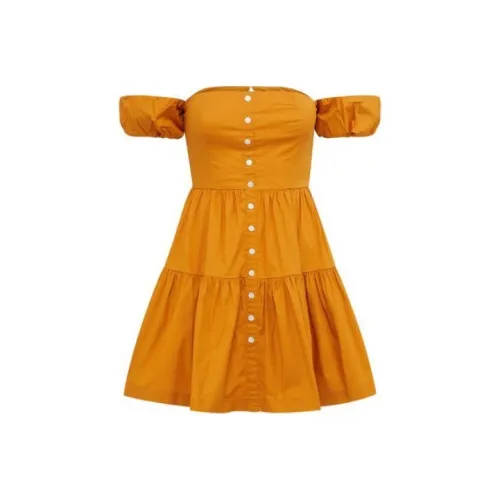 Staud Короткий рукав Платье Женское Желтое