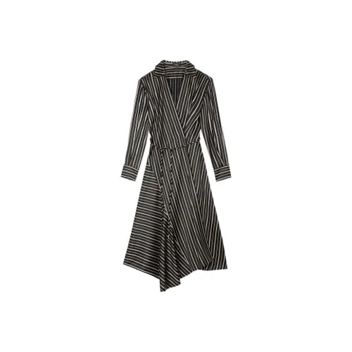 Theory Черное Женское Длинное Платье с Рукавами