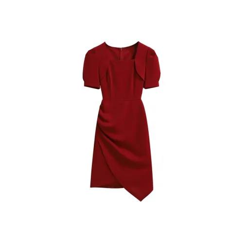 Silky Queen Короткий рукав Платье Женское Красное