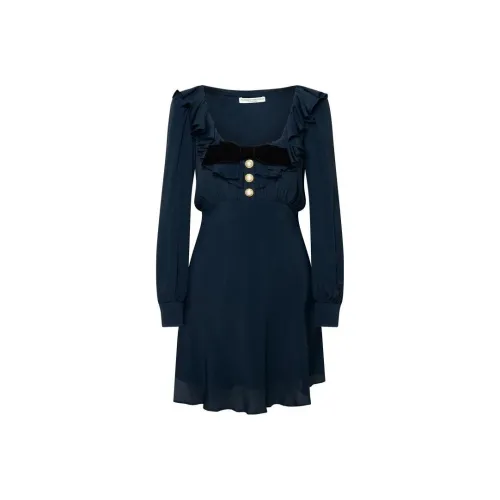 Alessandra Rich Blue Женские Длинные Платья с Рукавами