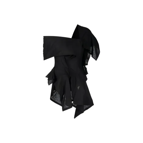 Yohji Yamamoto Черные Женские Платья без Рукавов