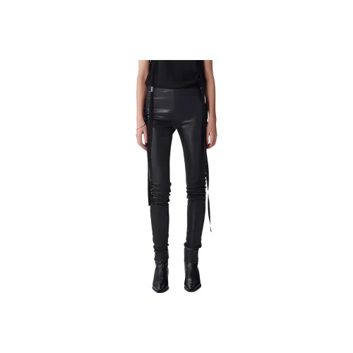 Ann Demeulemeester FLORENCE Кожа Legging Кожаные брюки Женские Черный
