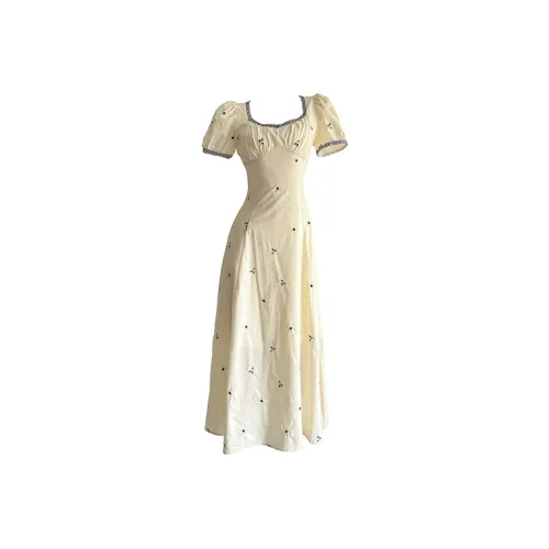 COVT Короткий рукав Платье Женское Желтое