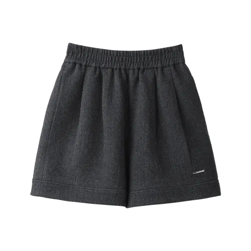 Fstudio Корейский стиль Мода Термический Шерстяной Повседневный Шорты Женские Темно-Серый