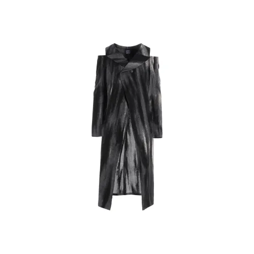 Yohji Yamamoto Черные Женские Длинные Платья с Длинными Рукавами