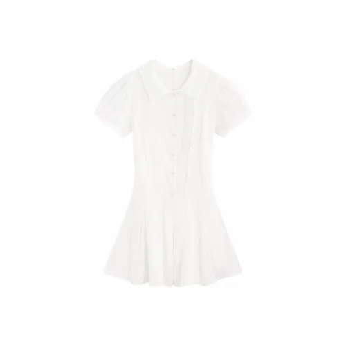 Garbege Короткий рукав Платье Женские Чай Rest Белый