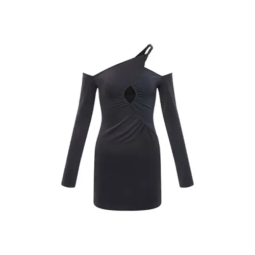 CROYEZ Длинное платье с длинными рукавами женское серого цвета