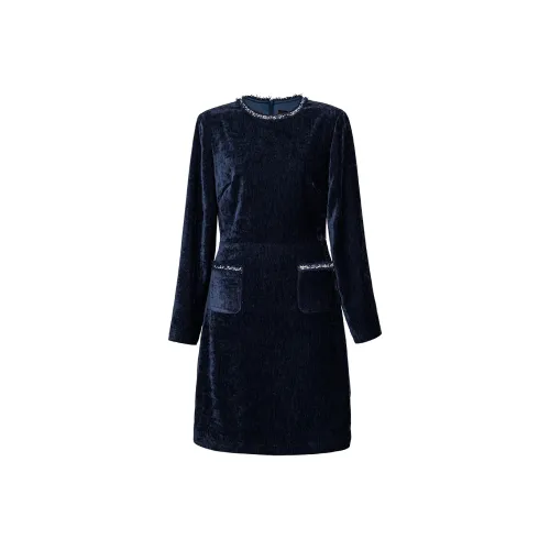 ROEYSHOUSE Длинное платье с длинными рукавами женское синее