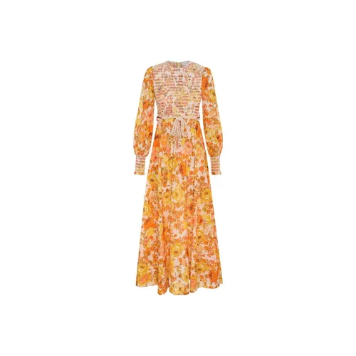 Zimmermann Желтое Женское Длинное Платье с Рукавами