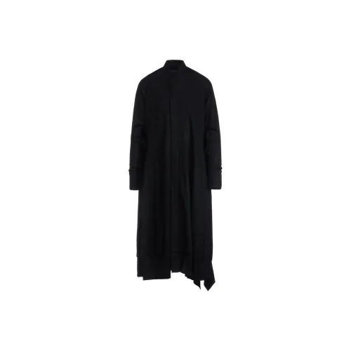 Yohji Yamamoto FW24 Длинное платье с длинными рукавами женское черное