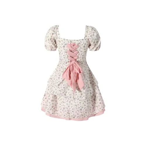 MO VOICE Короткий рукав Платье Женское Абрикосовый Бант Принцесса Платье