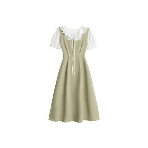 MITX Летний Короткий Рукав Платье Женское Зеленое