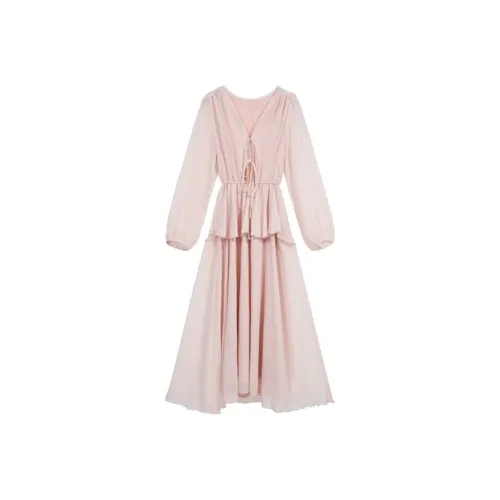 Incolore Длинное платье с длинными рукавами женское розовое