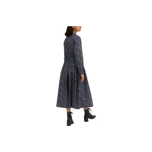 UNIQLO Морской синий Женские Длинные Платья с Рукавами